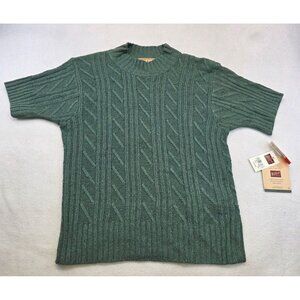 Vintage Woolrich Cable Knit Mock Neck Silk Blend Sweater M Green Preppy Layer